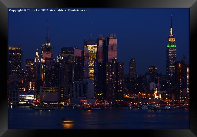 New York City Night Framed Print by Photo Loi