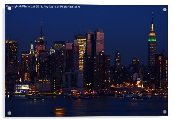 New York City Night Acrylic by Photo Loi