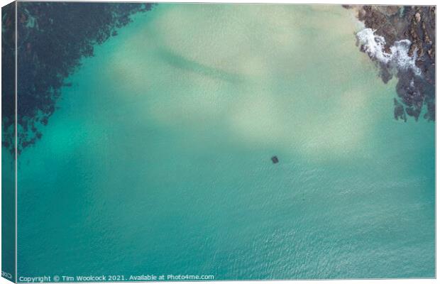 Aerial photograph of Poldhu Beach near the Lizard, Cornwall, Eng Canvas Print by Tim Woolcock