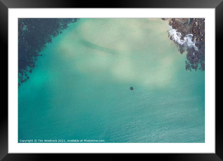 Aerial photograph of Poldhu Beach near the Lizard, Cornwall, Eng Framed Mounted Print by Tim Woolcock
