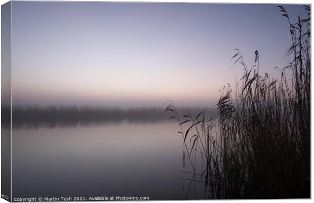 Silence. River, reeds and mist Canvas Print by Martin Tosh