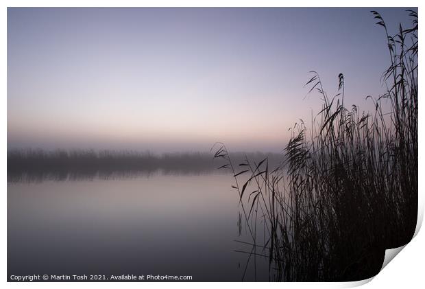 Silence. River, reeds and mist Print by Martin Tosh