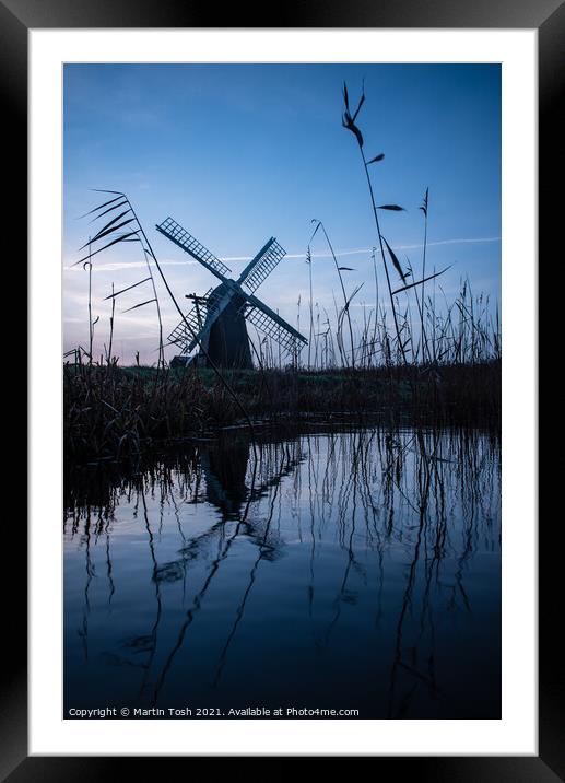 Herringfleet mill and pool reflection- portrait Framed Mounted Print by Martin Tosh