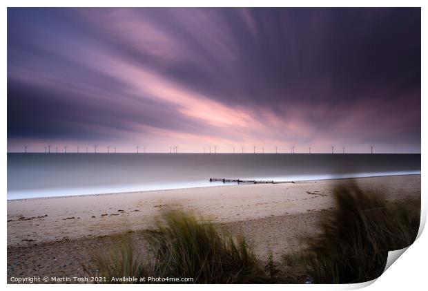 Flow- long exposure Caister beach Print by Martin Tosh