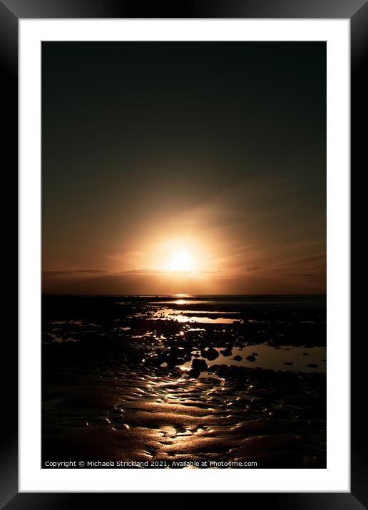 Sunrise at the beach, Bardsea, Cumbria, UK Framed Mounted Print by Michaela Strickland