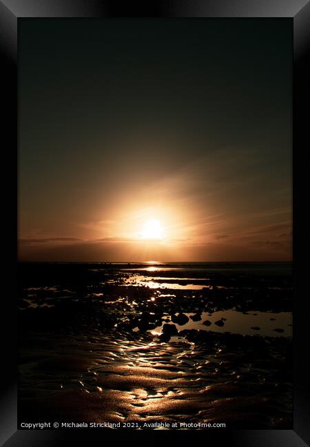 Sunrise at the beach, Bardsea, Cumbria, UK Framed Print by Michaela Strickland