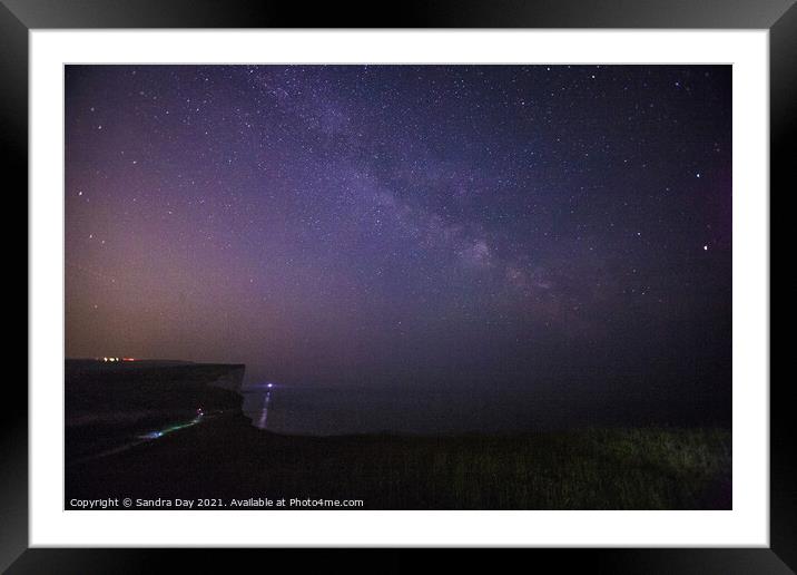 Milky Way at Beachy Head Framed Mounted Print by Sandra Day