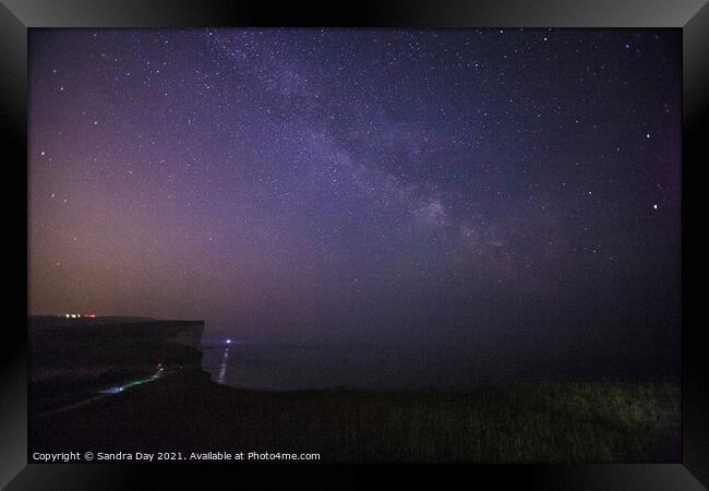 Milky Way at Beachy Head Framed Print by Sandra Day