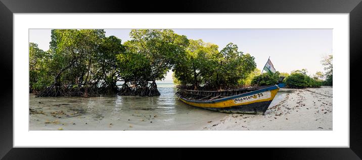 Havelock Island beach Mangroves and boat Andamans Framed Mounted Print by Sonny Ryse