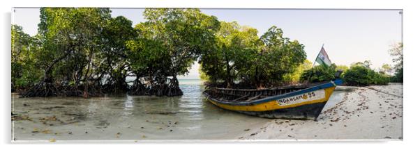 Havelock Island beach Mangroves and boat Andamans Acrylic by Sonny Ryse