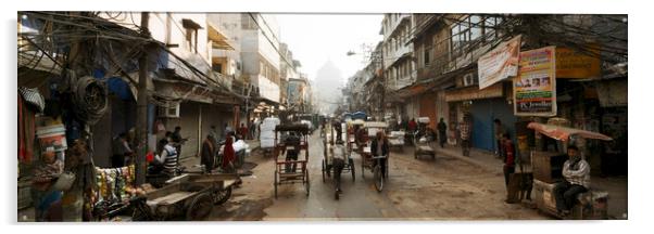 Old Delhi Street Scene India Acrylic by Sonny Ryse