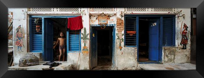 Varanasi street scene india Framed Print by Sonny Ryse