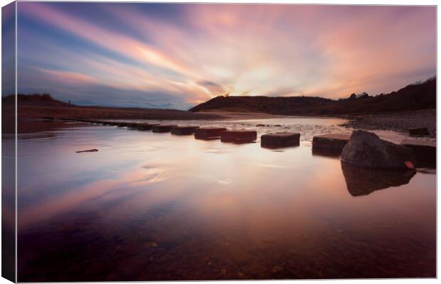 Sunset at Three Cliffs Bay  Canvas Print by Leighton Collins