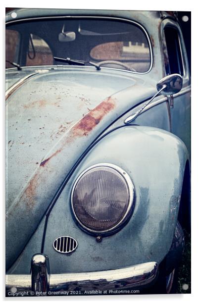 Rusted Vintage VW Beetle Car Baby Blue Acrylic by Peter Greenway