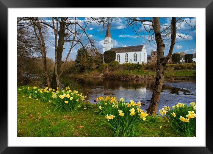 The White Church, Comrie, Perthshire in Spring Framed Mounted Print by Navin Mistry