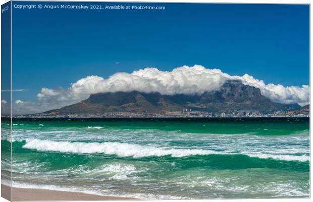 Table Mountain with “tablecloth” cover Canvas Print by Angus McComiskey