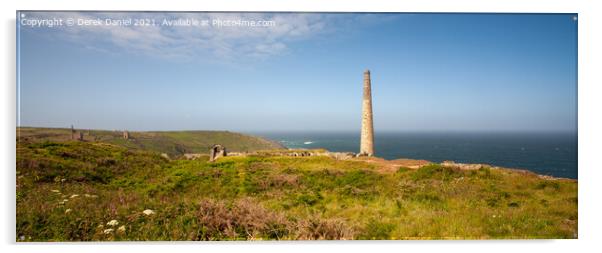 Botallack and beyond (panoramic) Acrylic by Derek Daniel