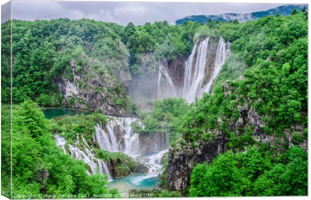 Plitvice lakes waterfall Canvas Print by Maria Vonotna