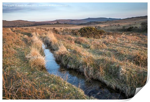 Little stream on Dartmoor Print by Kevin White