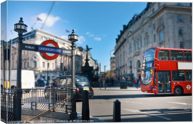 Underground london symbol in the city of London Canvas Print by Paolo Cordoni