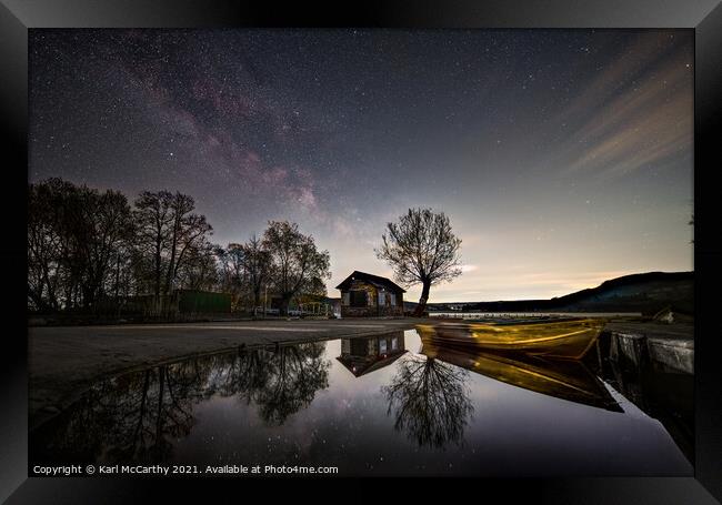 Llangorse Lake Night Reflections Framed Print by Karl McCarthy