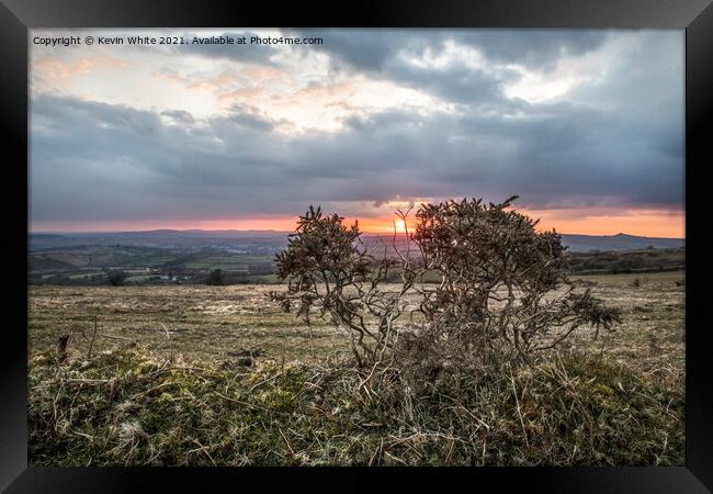 Sunset on the moors  Framed Print by Kevin White