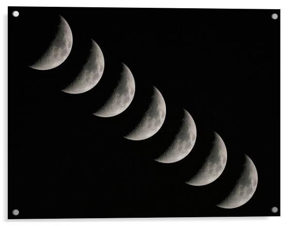 Crescent moon multiple exposure Acrylic by mark humpage