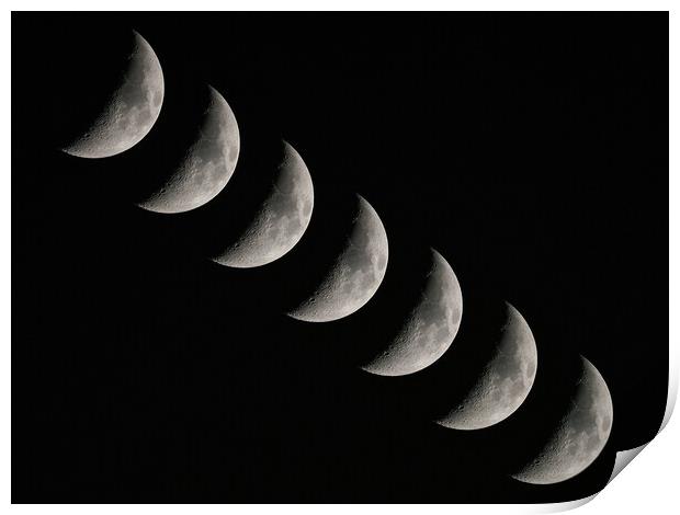 Crescent moon multiple exposure Print by mark humpage