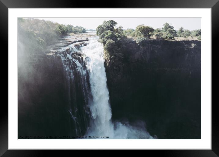 Devil's Cataract at Victoria Falls in Zimbabwe Framed Mounted Print by Dietmar Rauscher