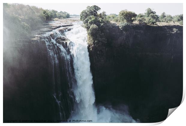 Devil's Cataract at Victoria Falls in Zimbabwe Print by Dietmar Rauscher