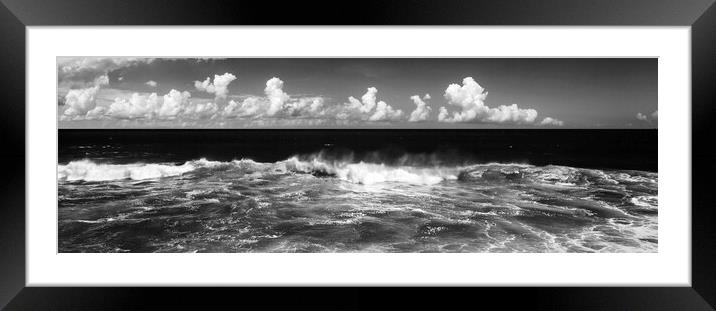 Waves crashing in black and white Framed Mounted Print by Sonny Ryse