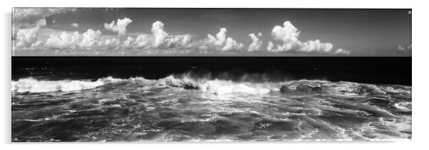 Waves crashing in black and white Acrylic by Sonny Ryse