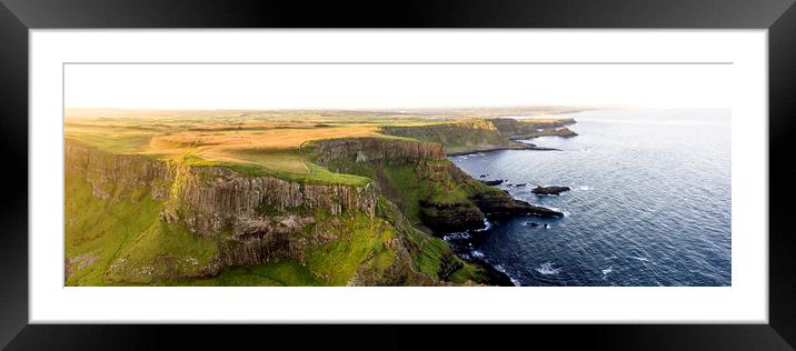 Causeway bay cliffs aerial Ireland Framed Mounted Print by Sonny Ryse