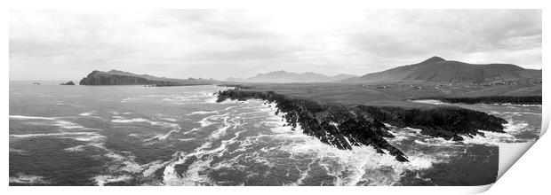 Dingle peninsula water paterns black and white Print by Sonny Ryse