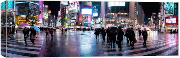 Shibuya Crossing Japan at night 2 Canvas Print by Sonny Ryse