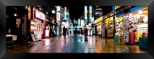 Tokyo Street Lights at Night Framed Print by Sonny Ryse