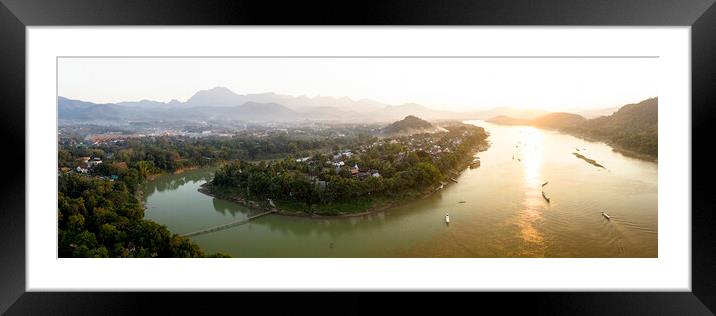 Luang Prabang and the Mekong River Laos Framed Mounted Print by Sonny Ryse