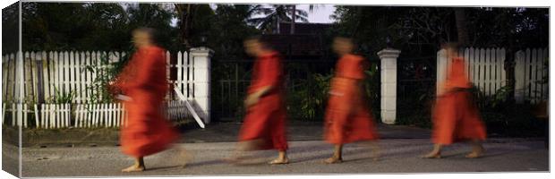 Luang Prabang Buddhist Monks Alms Giving Ceremony Laos 2 Canvas Print by Sonny Ryse