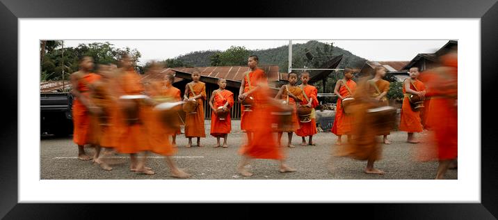 Luang Prabang Young Buddhist Monks Laos 3 Framed Mounted Print by Sonny Ryse