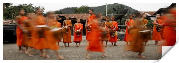 Luang Prabang Young Buddhist Monks Laos 3 Print by Sonny Ryse