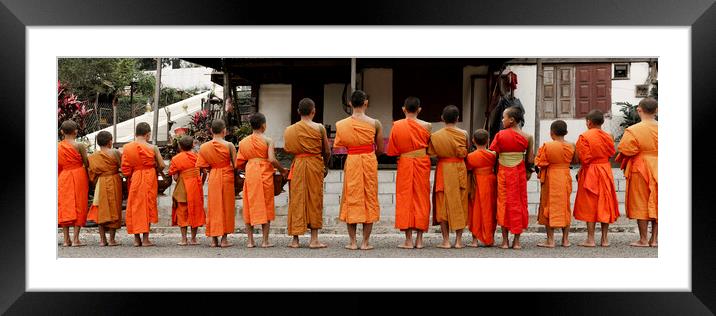 Luang Prabang Young Buddhist Monks Laos Framed Mounted Print by Sonny Ryse