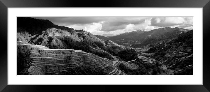 Banaue Rice terraces Philippines black and white Framed Mounted Print by Sonny Ryse