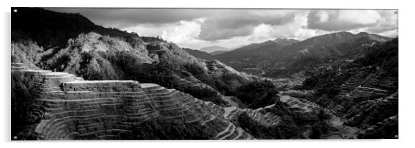 Banaue Rice terraces Philippines black and white Acrylic by Sonny Ryse