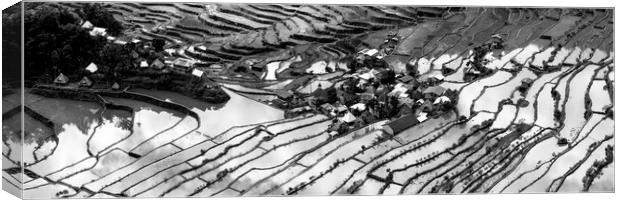 Batad Rice terraces Black and white Banaue Canvas Print by Sonny Ryse