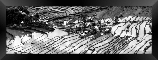 Batad Rice terraces Black and white Banaue Framed Print by Sonny Ryse