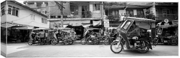 Philippines Street scene trikes Black and white 2 Canvas Print by Sonny Ryse