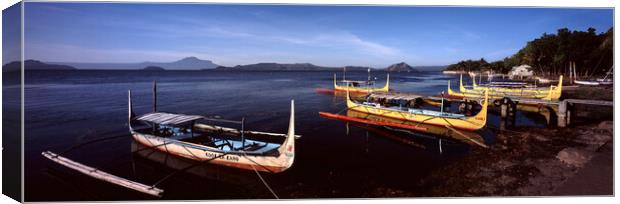 Taal Volcano Boats Canvas Print by Sonny Ryse