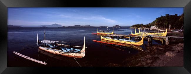 Taal Volcano Boats Framed Print by Sonny Ryse