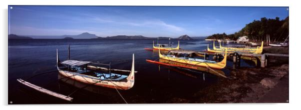 Taal Volcano Boats Acrylic by Sonny Ryse