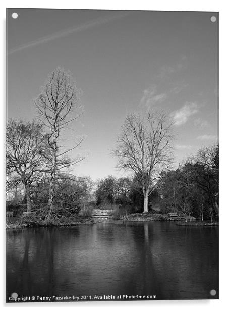 Lake at Wisley Gardens Acrylic by Penny Fazackerley